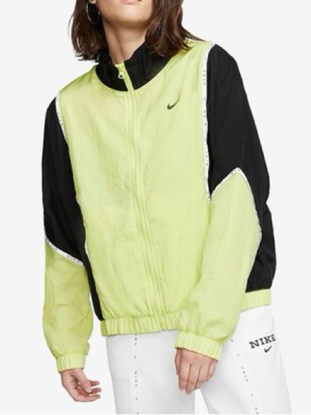 Nike Neon Lime Black Windbreaker Jacket Size L